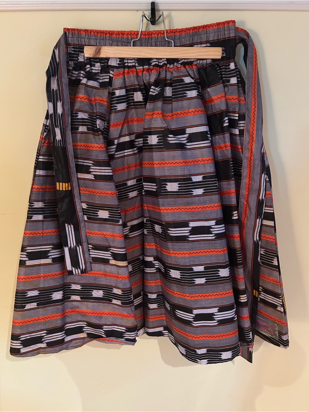 Black & Orange Patterned Full Skirt - from Africa